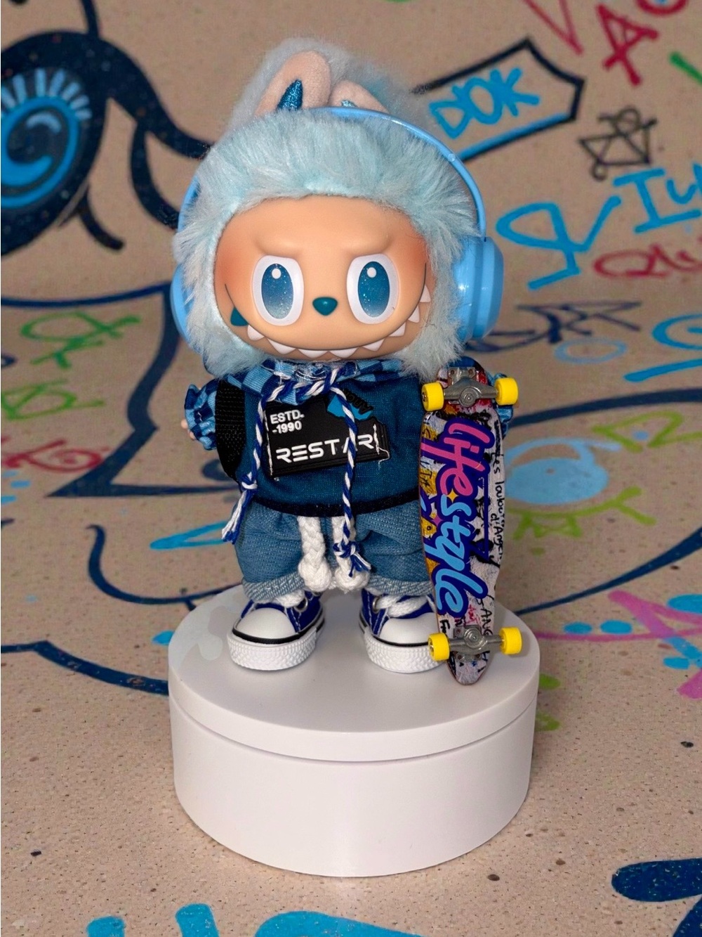 Hype Street Style Labubu Outfit with Mini Skateboard